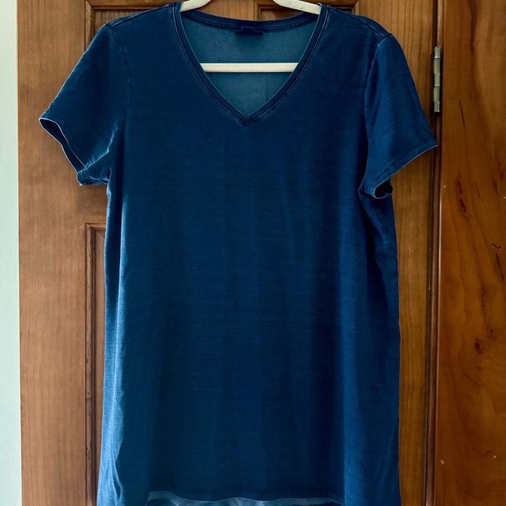 PureJill Indigo Tunic Shirt Women’s Small Solid Dark Blue J Jill Top V Neck